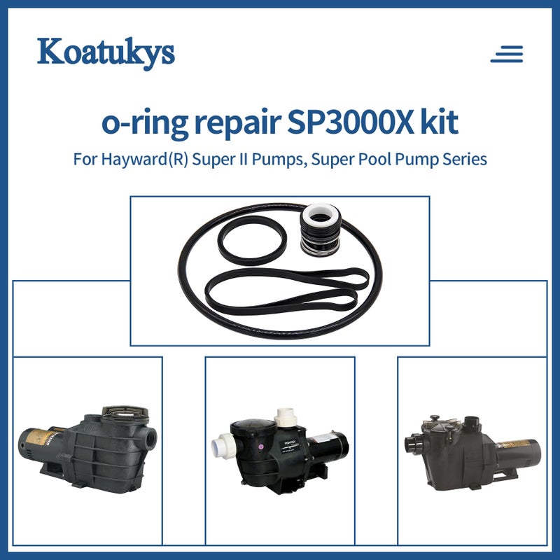 Koatukys SP3000X Shaft Seal Gaskets and O-Ring Kit for Hayward Super II Pool Pump Series with Diffuser  Lid Gasket  Housing Gasket and Shaft Seal Assembly SPX1600Z2 PS-201 - Image 5